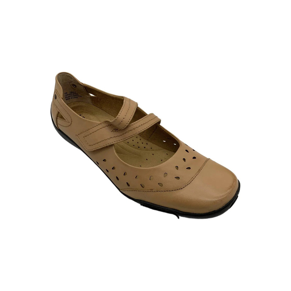 Array Women's Breeze Strappy Mary Jane Leather Flats Beige - Wide